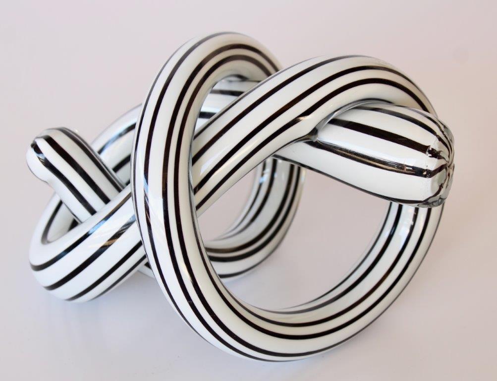 Extra Large Black & White Stripped Glass Knot